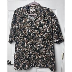 Campia Moda Vntg 90s Men's Tropical Print Shirt Brown Green Hawaiian Shirt XXL
